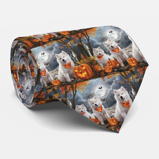 Gravata Samoyed Halloween Spooky (Rolled)