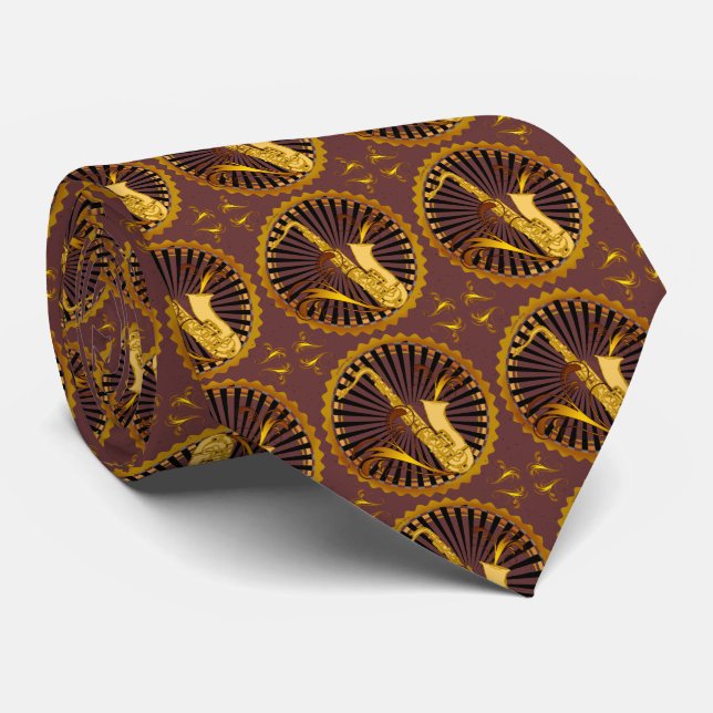 Gravata Saxofone Swirls mens tie (Rolled)