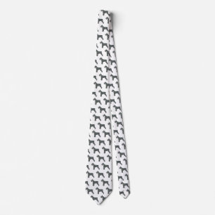 Gravata Schnauzer Silhouette Amarelo e Branco com Grade Es