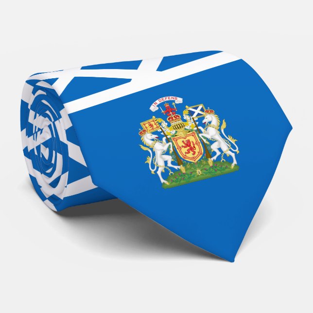 Gravata Scottish Flag & Royal Casaco de Arms, Escócia (Rolled)