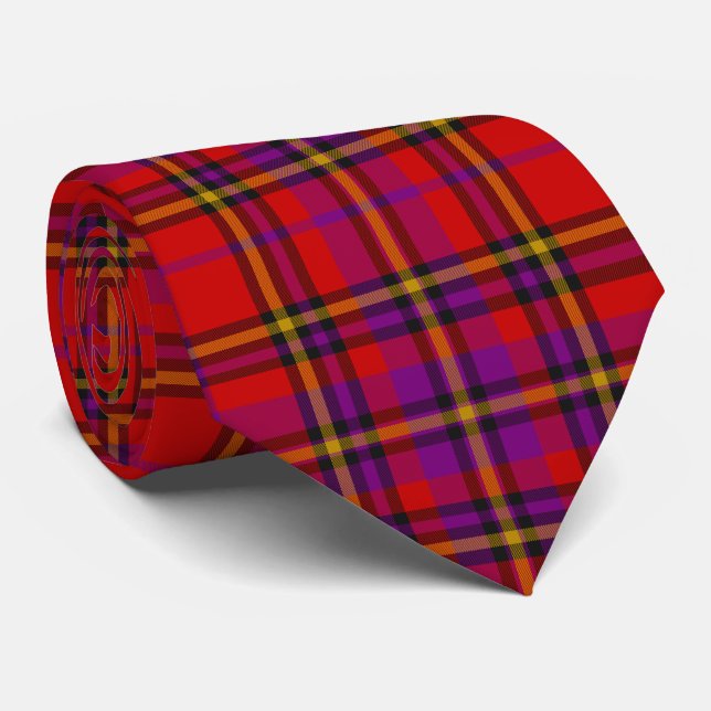 Gravata Scottish Tartan Check Tie Red Roxo (Rolled)