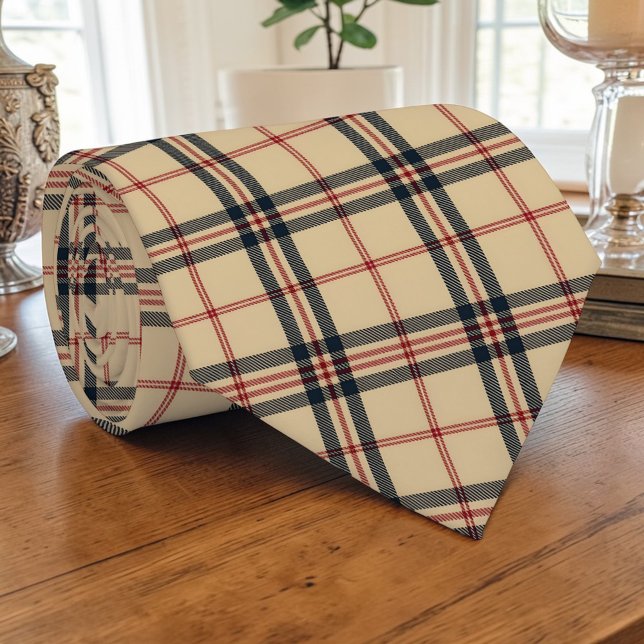 Gravata Scottish Tartan Tan Custom Necktie (Criador carregado)