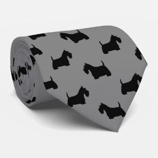 Gravata Scottish Terrier Silhouettes Pattern Scottie Dogs