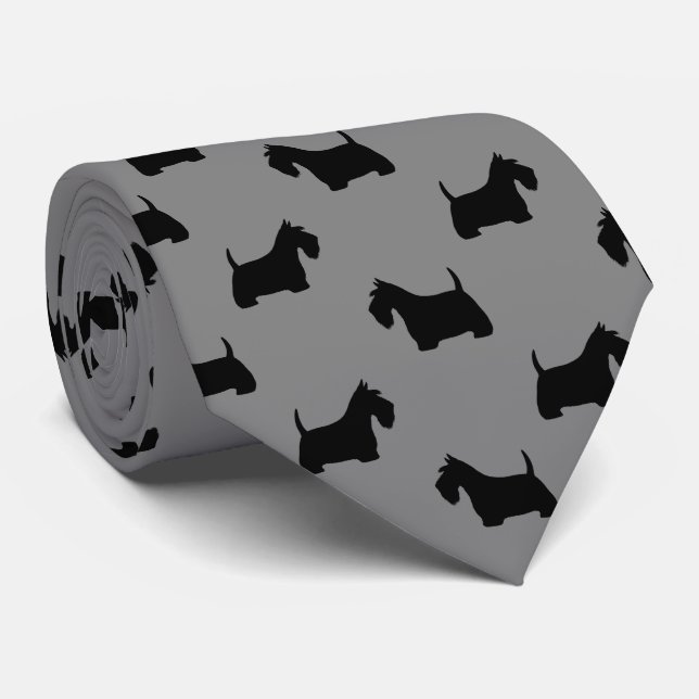 Gravata Scottish Terrier Silhouettes Pattern Scottie Dogs (Rolled)