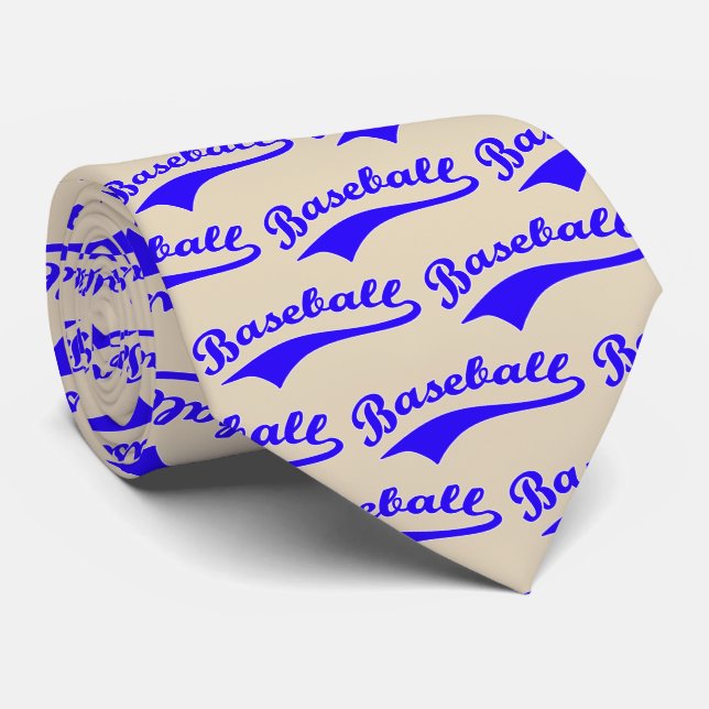 Gravata Script Baseball Em Azul (Rolled)