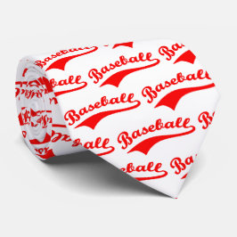 Gravata Script Baseball Em Vermelho