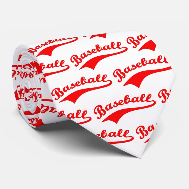 Gravata Script Baseball Em Vermelho (Rolled)