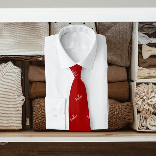 Gravata Script moderno do padrão branco vermelho (Criador carregado)