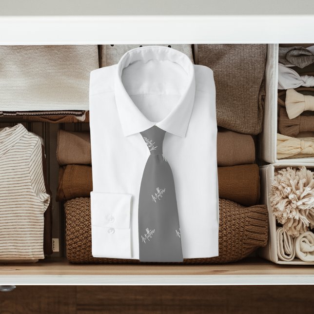 Gravata script moderno do padrão de nome branco da cinza (Criador carregado)