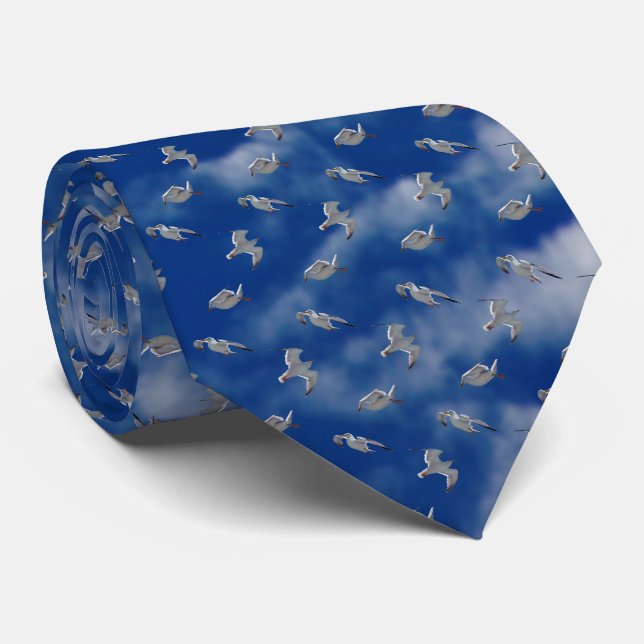 Gravata Seagull Frenzy Tie (cavala Sky) (Rolled)
