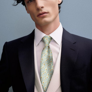 Gravata Seda de Nenúfar de Mucha Arte Nova Floral Masculin