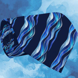 Gravata Seda Falsa com Purpurina Azul   Luxo Cavalheiro