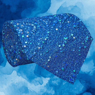 Gravata Seda Falsa com Purpurina Azul   Luxo Cavalheiro