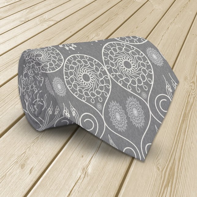 Gravata sementes de polvo têxtil fibroso de cinza com padr (Criador carregado)