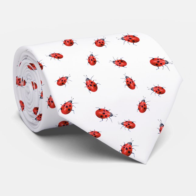 Gravata Senhoritas Vermelhas em Branco (Rolled)