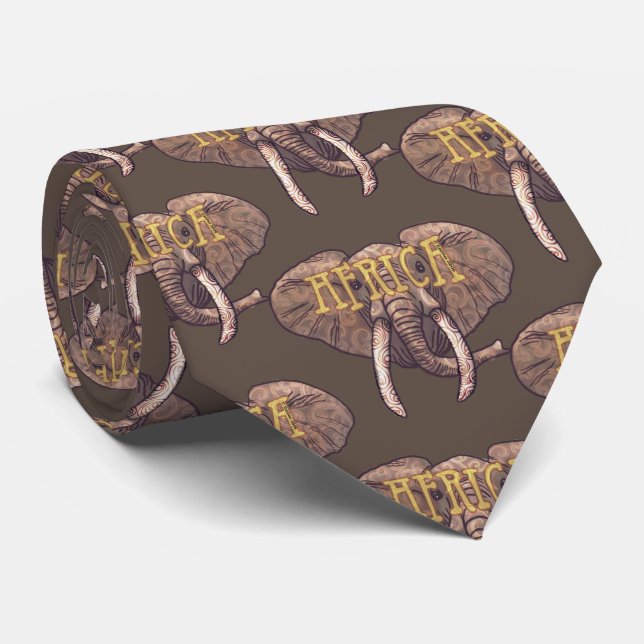 Gravata Sepia Afrrica Elephant Tie (Rolled)