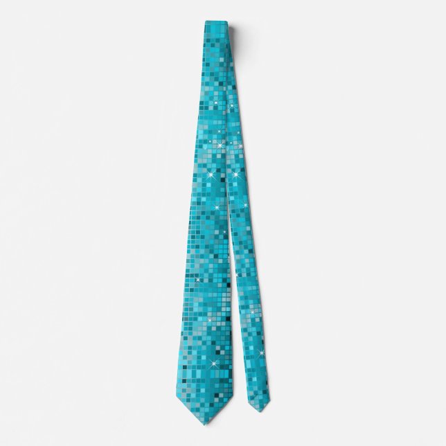 Gravata Sequências de Turquesas Metálicas Examinar Espelho (Frente)