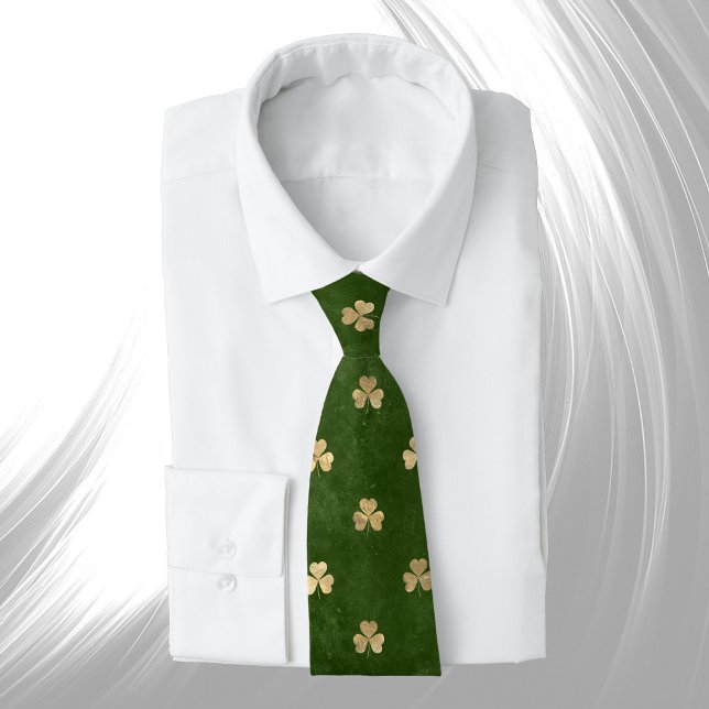 Gravata Shamrock Dourado Elegante Verde (Criador carregado)