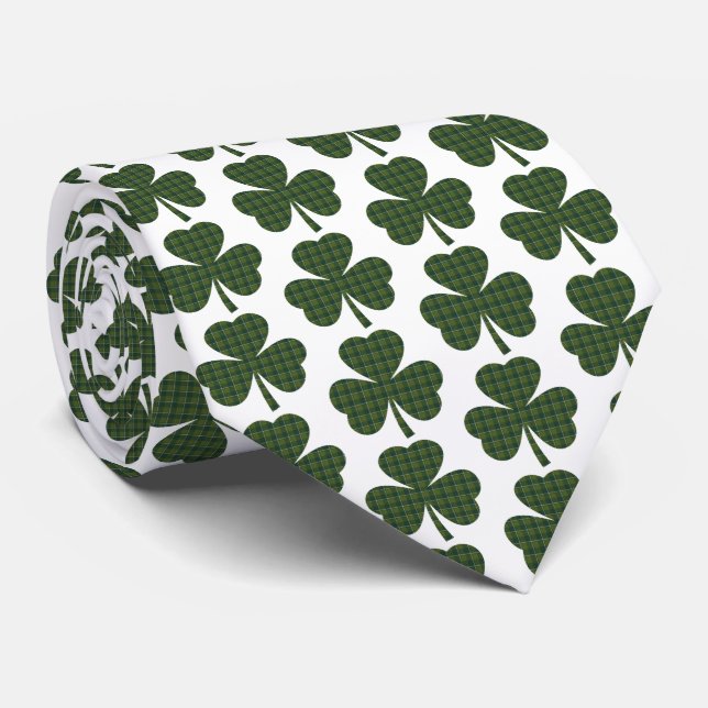 Gravata Shamrock Shape Plaid Dark Green Neck Tie (Rolled)