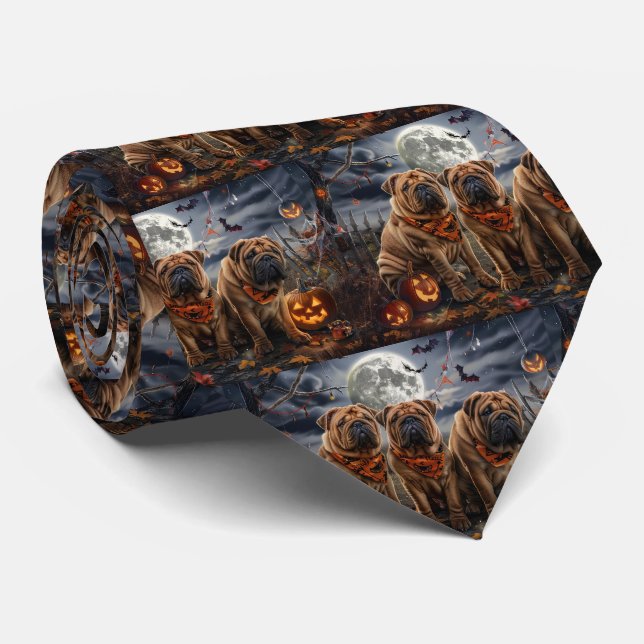 Gravata Shar Pei Halloween Assustador (Rolled)