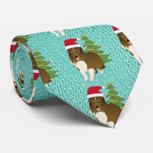 Gravata Sheepdog de Shetland do papai noel