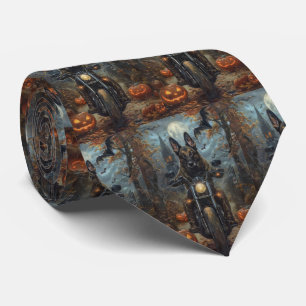 Gravata Shepherd Belga Dirigindo Motocicleta Halloween Asc