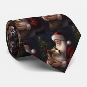 Gravata Shetland Sheepdog Papai Noel Festivo Natal