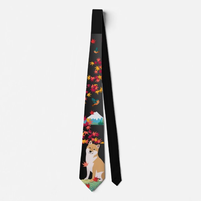 Gravata SHIBA INU significa tie outono Mt. Fuji (Frente)