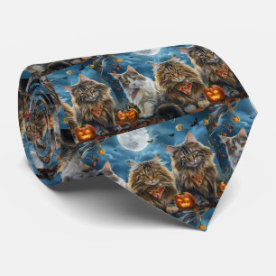 Gravata Siberian Cat Halloween Spooky