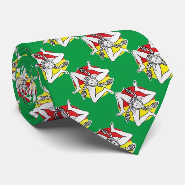 Gravata Sicília (Símbolo de Trinacria) Premium Neck Tie (Rolled)