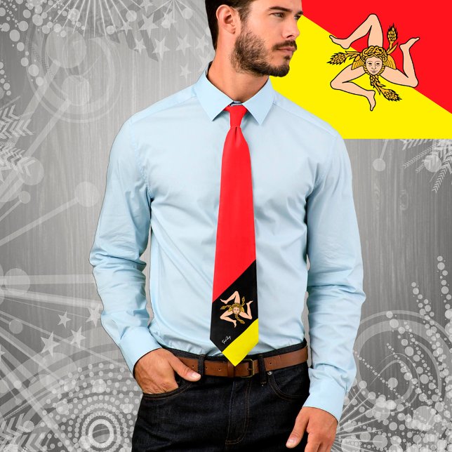 Gravata Sicília, Triskelion Tie, Moda da bandeira sicilian (Criador carregado)