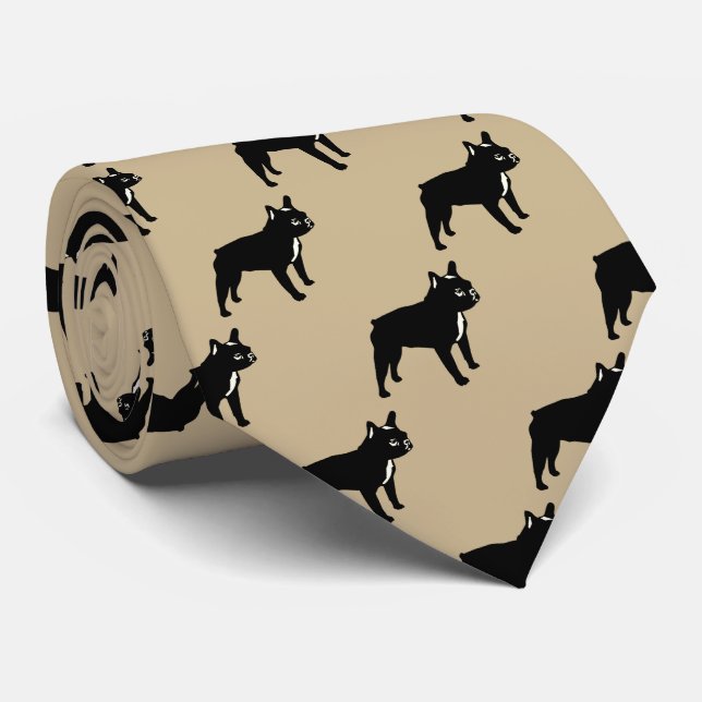 Gravata Silhueta de Bulldog Francês (Rolled)