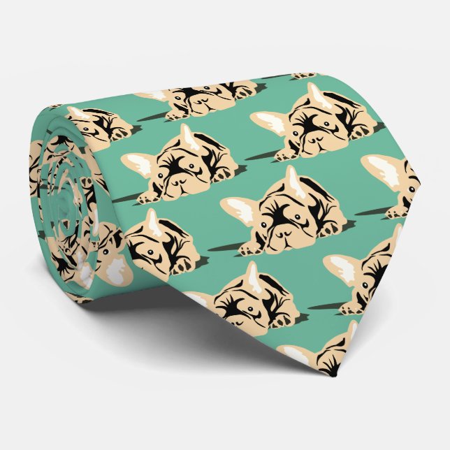 Gravata Silhueta de Bulldog Francês (Rolled)