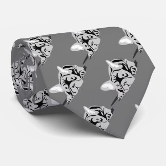 Gravata Silhueta de Bulldog Francês preto, branco, cinza