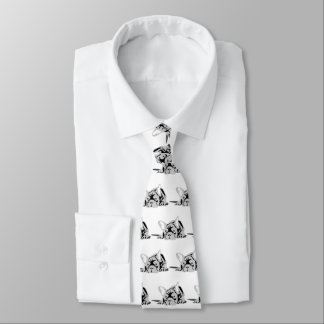 Gravata Silhueta de Bulldog Francês preto e branco