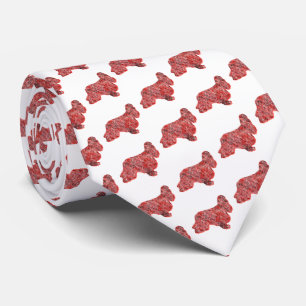 Gravata Silhueta de Cachorro Cocker Spaniel Natal Branco n