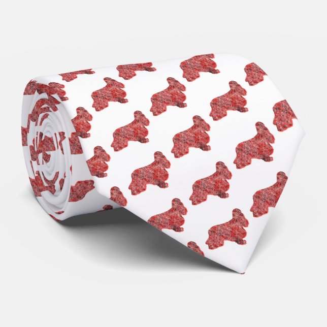 Gravata Silhueta de Cachorro Cocker Spaniel Natal Branco n (Rolled)