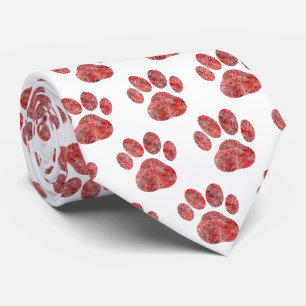 Gravata Silhueta de Pata de Animal Branco no Pescoço