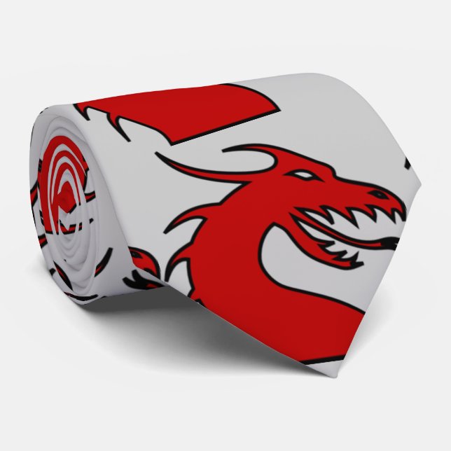 Gravata Silhueta vermelha do dragão (Rolled)