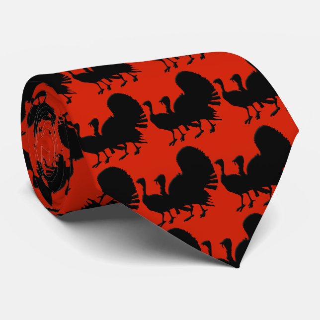 Gravata Silhuette of Turkeys (Rolled)