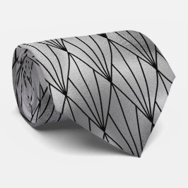 Gravata Silver black art deco tiled pattern neck tie
