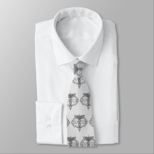 Gravata Silver Doctor Caduceus nome personalizado tie