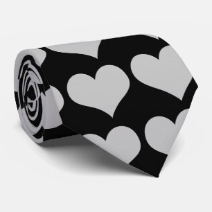 Gravata Silver Hearts em Black Romantic