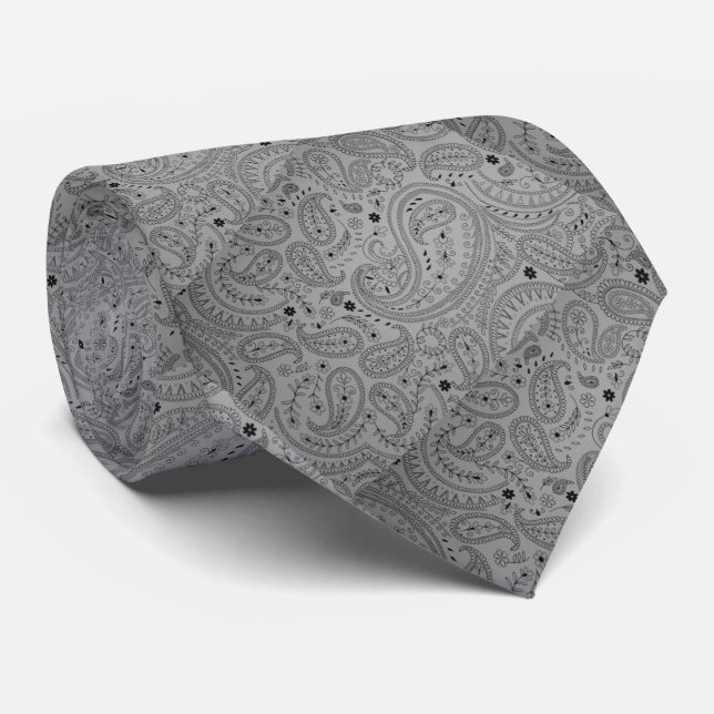 Gravata Silver Knight Paisley Tie (Rolled)