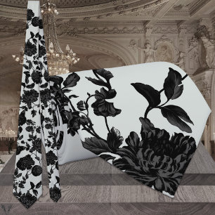 Gravata Silver Sage Casamento Floral Verde e Preto