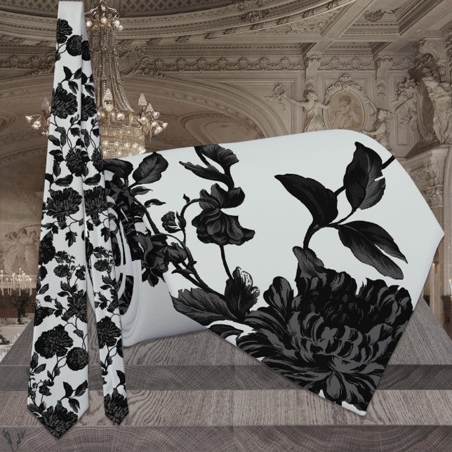 Gravata Silver Sage Casamento Floral Verde e Preto (Criador carregado)