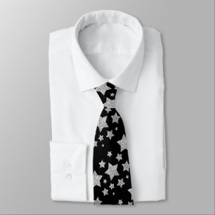Gravata Silver Stars de Natal preto