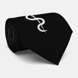 Gravata Símbolo Caduceus Médico - Preto Elegante