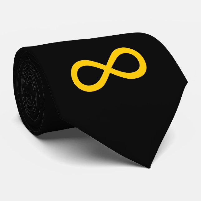 Gravata Símbolo de Infinidade Preto e Dourado (Rolled)
