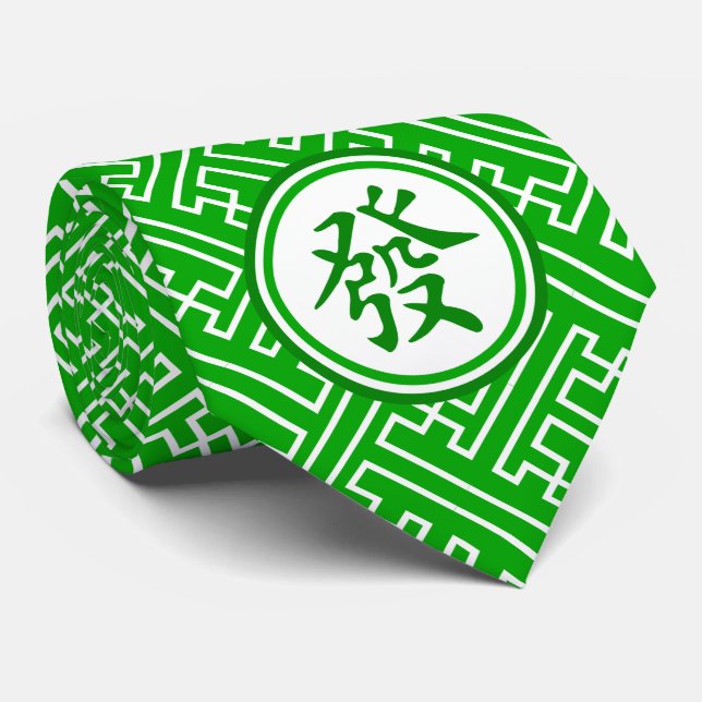 Gravata Símbolo Lucky Mahjong - Verde Escuro (Rolled)